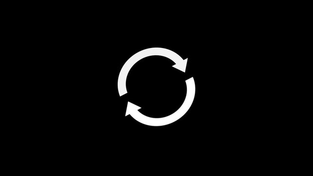 3D render of a white reload symbol spinning smoothly. Update, reset, loop, or synchronization process concept on a transparent alpha channel