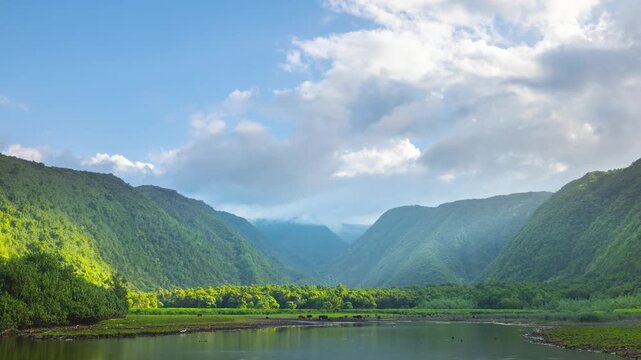 Beautiful time lapse of clouds over Pololu Valley on the Big Island of Hawaii.