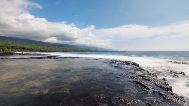 Time Lapse of the clouds moving above the beautiful coastline of the Big Island of Hawaii