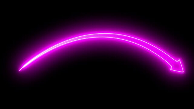 Neon line business graph shows revenue decrease, market downturn, financial loss, risk analysis, and negative performance, down arrow, downward trend line, declining curved. 4K