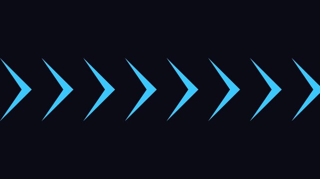 Abstract neon blue arrows motion animation background, loop, digital directional flow