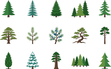 Obraz premium a set collection of various tree illustrations.eps