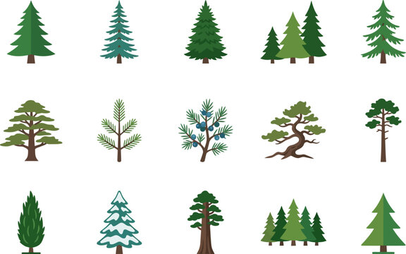 a set collection of various tree illustrations.eps