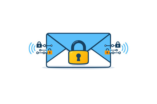 Secure Email Concept With Locked Envelope And Padlock