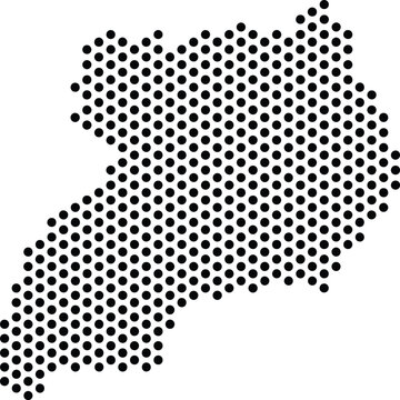 Uganda Dotted Map Minimalist Black Dots Silhouette Country Geography Graphic Element