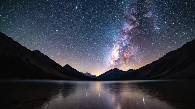 Stunning Astrophotography Video Of Dense Milky Way Galaxy Arching Over Dark Mountain Silhouettes At Night