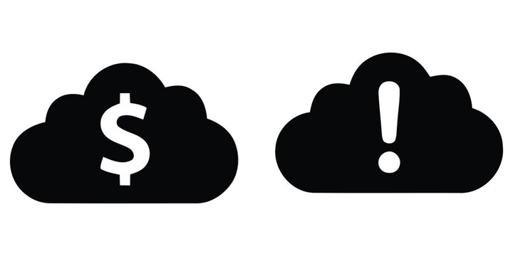 Cloud icons for financial alert and warning