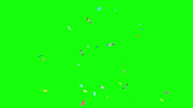 Colorful Confetti Explosion Burst Falling Animation on Green Screen Chroma Key Background Party Celebration