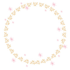 Fototapeta premium Beautiful Floral Wreath Circle Frame with Flowers and Foliage