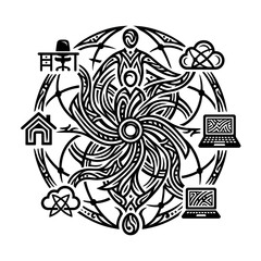 Fototapeta premium Intricate Technology and Science Symbol Illustration Design.