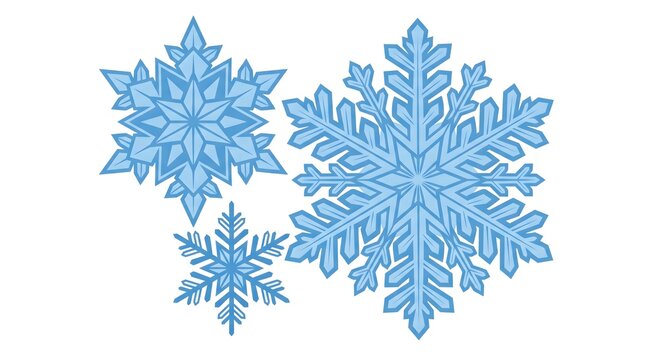 Snowflake Cluster Three Sizes &mdash; Icy Blue White Geometric Winter Bold Flat Vector