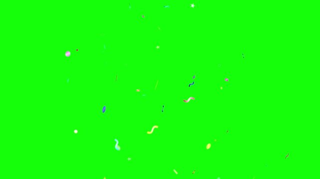 fhd Falling Colorful Confetti Rain on Green Screen