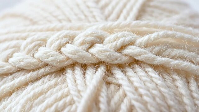 Closeup of knitted white yarn