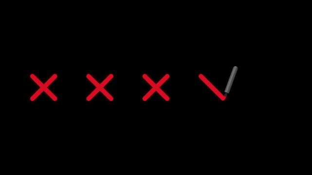 3D Pen Drawing Four Red X Marks in a Row on Black Background