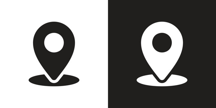Vector Black And White Location Pin Icon