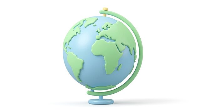 3d illustration of a globe on a stand isolated on white background