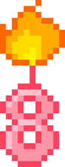 Fototapeta premium Candle Eight Burning Pixel Art