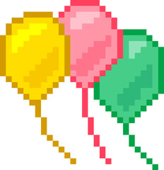 Fototapeta premium Balloon Trio Party Pixel Art