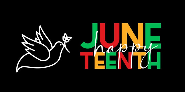 Happy Juneteenth banner with dove