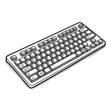 Monochrome Sketch Illustration of Computer Keyboard