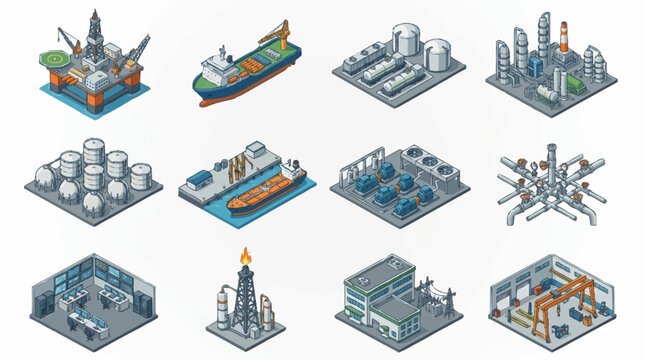 Isometric Industrial Oil and Gas Facilities Collection.