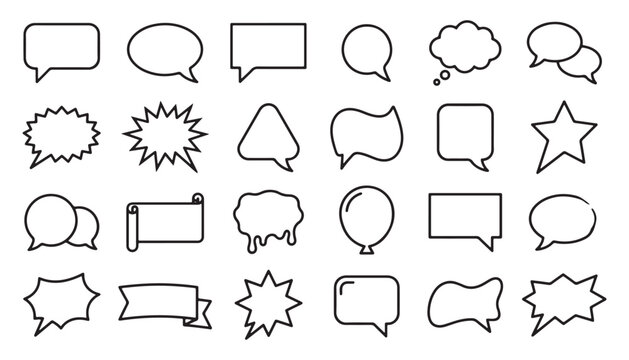 Collection of various comic speech bubbles and text frames