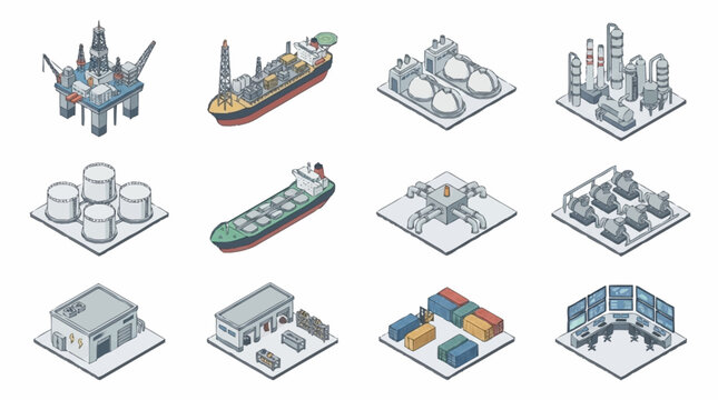 Isometric Industrial and Maritime Infrastructure Collection.