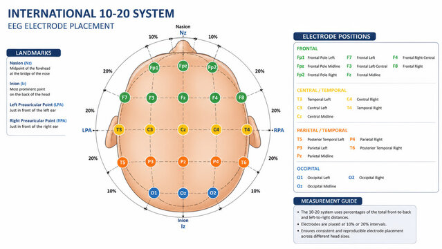 Illustration of the international 10-20 system for EEG electrode placement