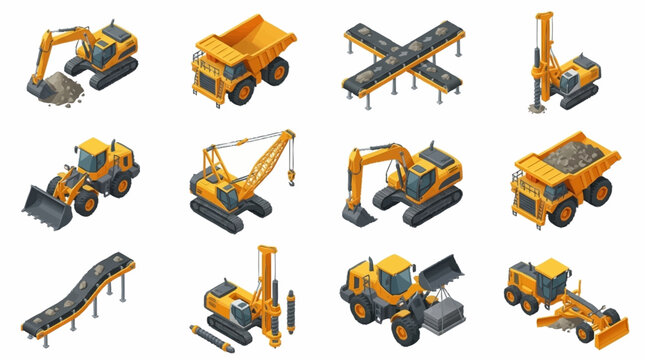 Collection of various construction vehicles and equipment.