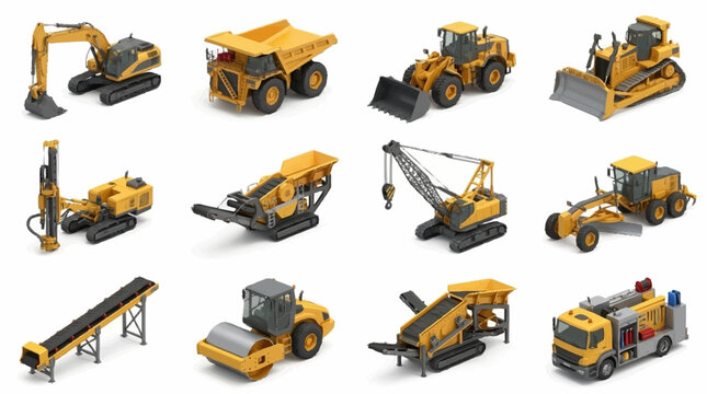 Collection of heavy construction machinery and equipment.