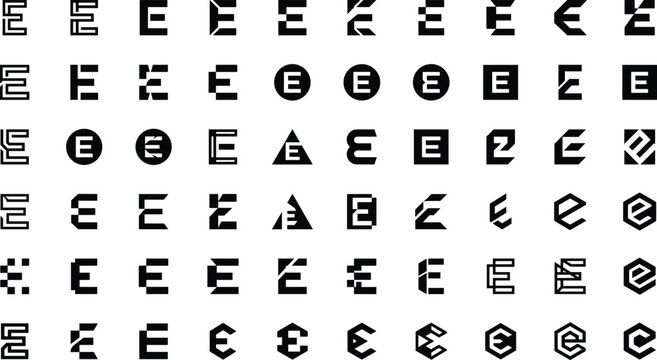 Set of modern letter E monogram logo designs for creative corporate branding and business identity projects