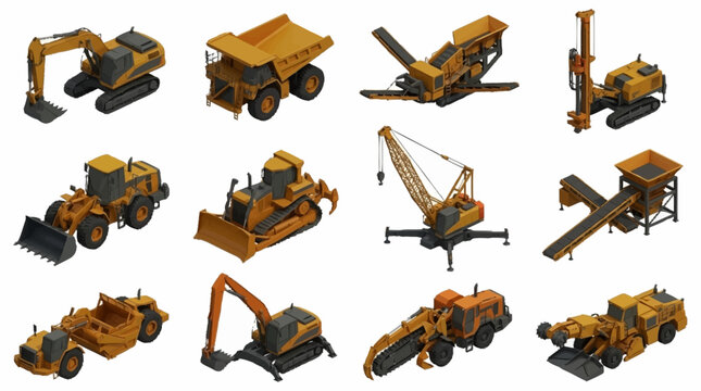 Collection of Heavy Construction Machinery and Equipment.