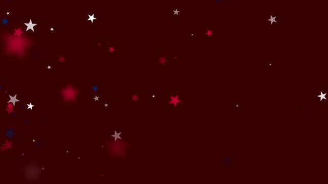 Independence Day and 4th of July Patriotic Red White and Blue Stars Falling on Dark Red Background