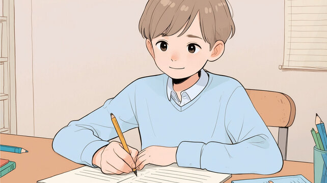 勉強する男子学生 - 勉強する男子学生2