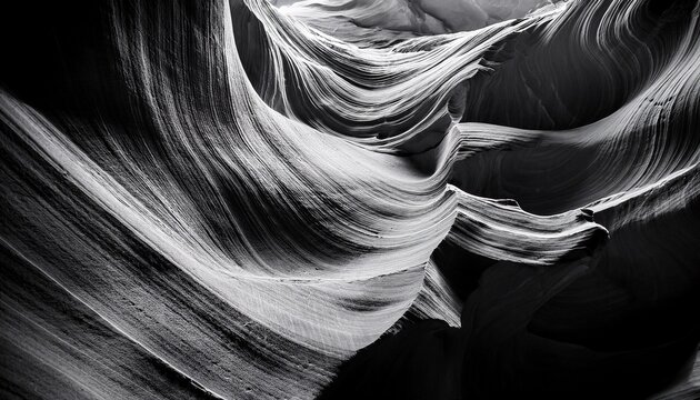 Intricate Sandstone Formations In Antelope Canyon Black And Whit