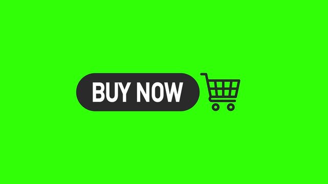 4K animation of a dark gray "Buy Now" button with smooth motion on a green background