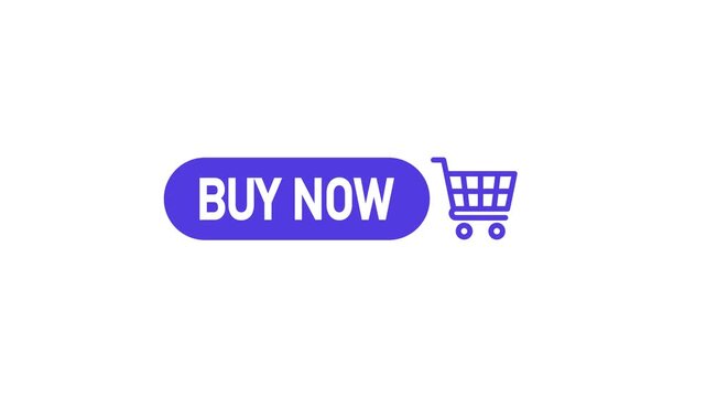 4K animation of a blue "Buy Now" button with smooth motion on a clean white background. Ideal for e-commerce websites, online shopping, promotional videos, user interface elements, digital marketing, 