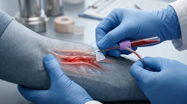 Professional venipuncture blood draw median cubital vein composite featuring venipuncture, blood draw and median cubital vein, 4K sharp detail with zero noise and cinematic depth. Studio quality.
