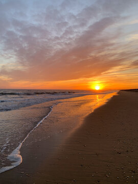 beach at Punta Umbria in sunset mood