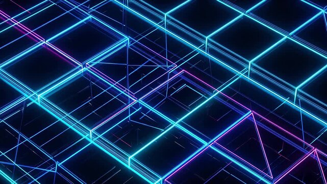 Neon grid pattern on dark background