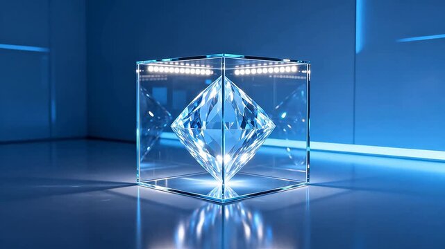 Large diamond in glass display case
