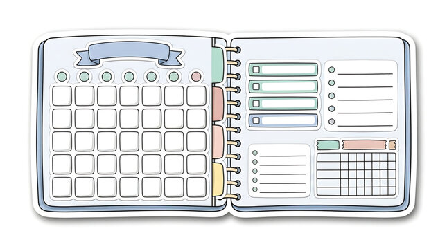 Cute handdrawn planner or journal page with calendar and todo lists