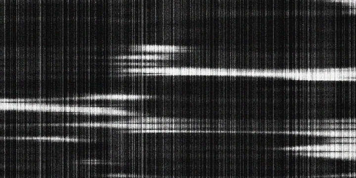 Black and white glitch texture background with vertical lines and analog static noise	
