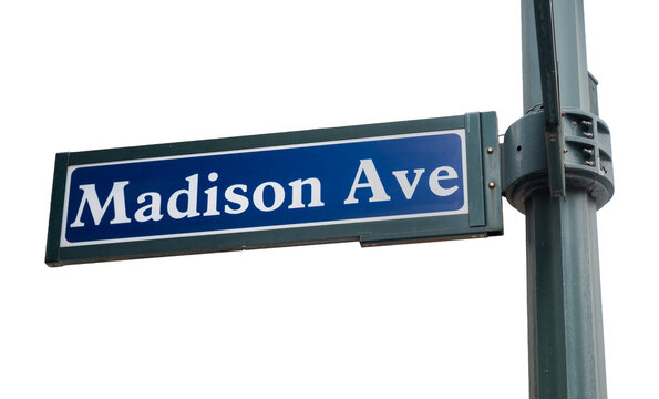 Madison Avenue street sign on a transparent background.