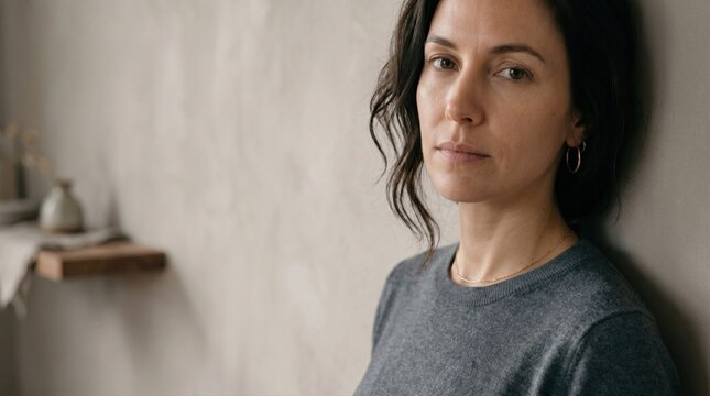 Portrait with cut off framing for modern realism branding concept