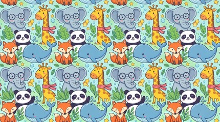Naklejka premium seamless pattern with birds and flowers