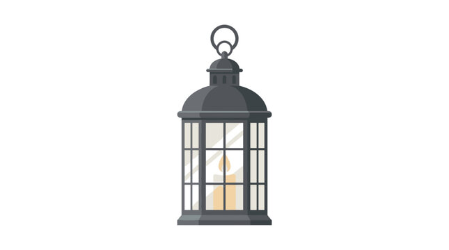 Vintage Lantern with Candle Inside Isolated on White Background