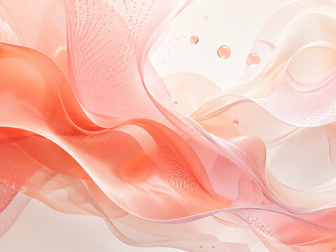 Vagues fluides corail et blanches sur fond lumineux