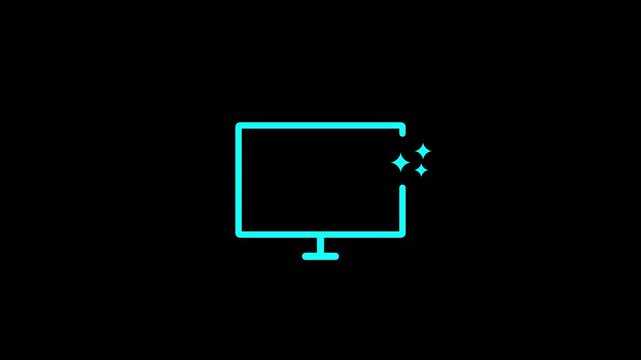 Futuristic neon blue glowing abstract geometric cube with sharp edges and digital wireframe on
