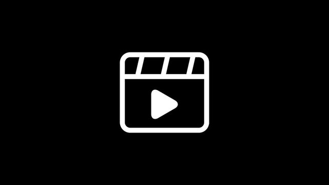 Minimalist white play button on black background symbolizing start pause control